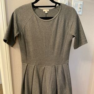 Gap xs grey heather pleated stretch jersey dress